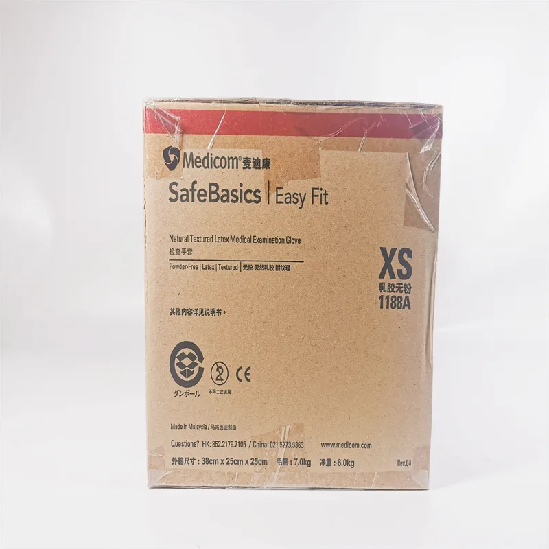 麦迪康 检查手套 SAFEBASICS EASY FIT-NATURAL TEXTURED LATEX MEDICAL EXAMINATION GLOVE POWDER-FREE(1188A 乳胶无粉特小号)